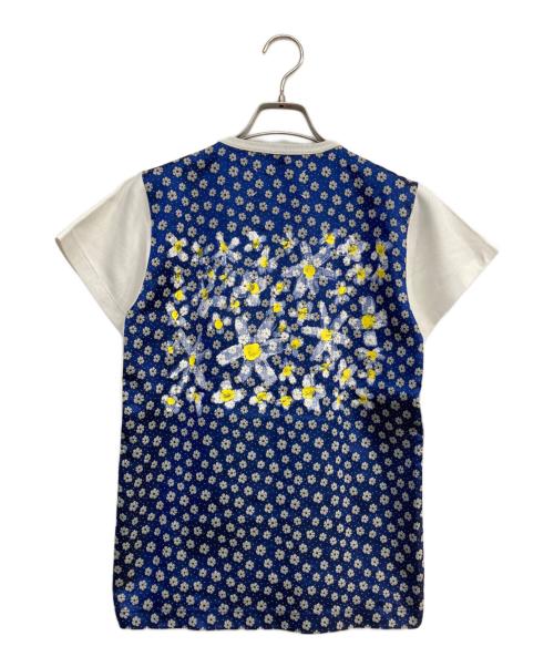 Maison Martin Margiela（メゾンマルタンマルジェラ）Maison Martin Margiela (メゾンマルタンマルジェラ) ペイント加工花柄カットソー ホワイト×ブルー サイズ:xsの古着・服飾アイテム
