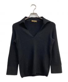 LORO PIANA（ロロピアーナ）の古着「オープンカラーカシミヤニット」｜ブラック