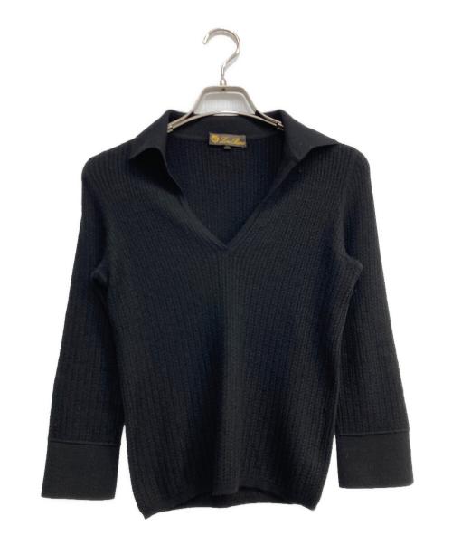LORO PIANA（ロロピアーナ）LORO PIANA (ロロピアーナ) オープンカラーカシミヤニット ブラック サイズ:40の古着・服飾アイテム