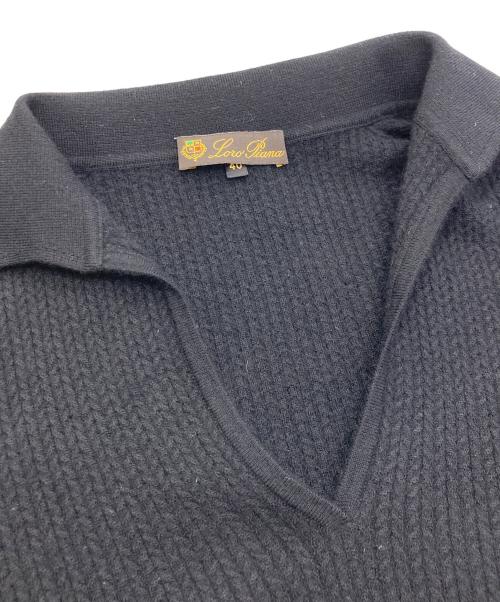 LORO PIANA（ロロピアーナ）LORO PIANA (ロロピアーナ) オープンカラーカシミヤニット ブラック サイズ:40の古着・服飾アイテム