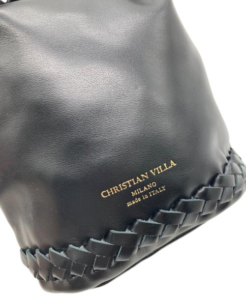 CHRISTIAN VILLA（クリスチャンヴィラ）CHRISTIAN VILLA (クリスチャンヴィラ) 編み込み バスケットバッグ ブラックの古着・服飾アイテム