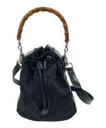 GUCCI（グッチ）の古着「バンブーハンドルナイロンバッグ」｜ブラック