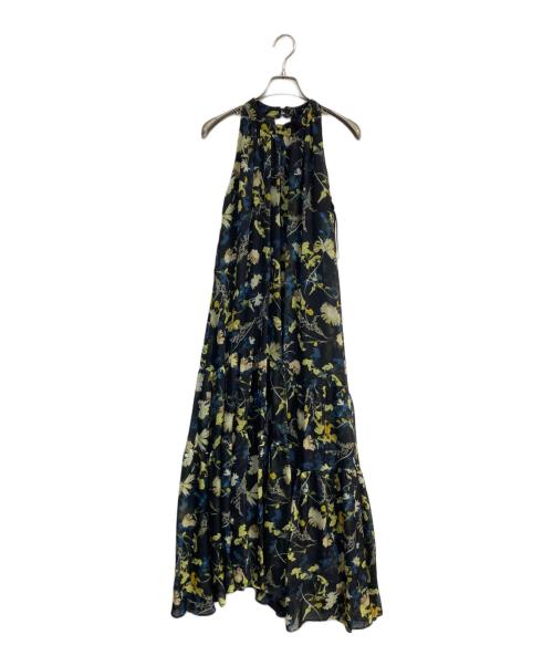 FRAY ID（フレイ アイディー）FRAY ID (フレイ アイディー) ホルターネックシアープリントワンピース ブラック サイズ:1の古着・服飾アイテム