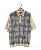 SUPREMEシュプリーム）の古着「plaid knit s/s polo」｜ホワイト×ブルー