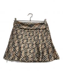 BURBERRY LONDON BLUE LABEL（バーバリーロンドンブルーレーベル）の古着「ノバチェックプリーツミニスカート」｜ベージュ