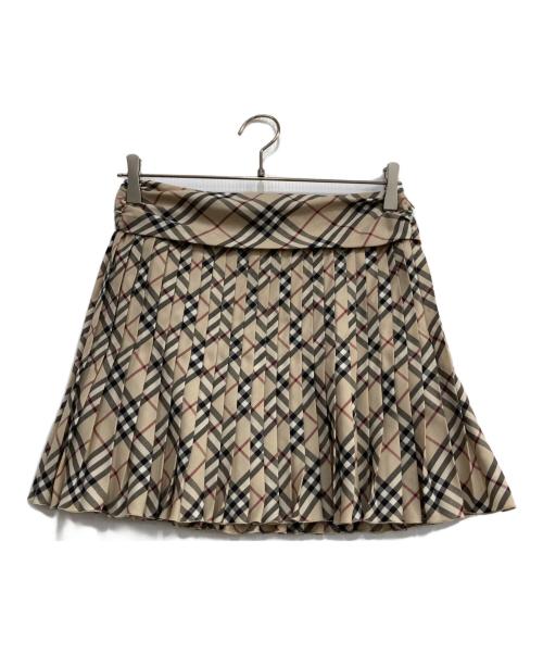 BURBERRY LONDON BLUE LABEL（バーバリーロンドンブルーレーベル）BURBERRY LONDON BLUE LABEL (バーバリーロンドンブルーレーベル) ノバチェックプリーツミニスカート ベージュ サイズ:36の古着・服飾アイテム