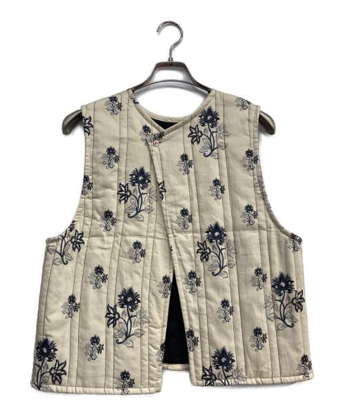 mizuiro-ind（ミズイロインド）mizuiro-ind (ミズイロインド) 2way print quitting vest ベージュ サイズ:Freeの古着・服飾アイテム