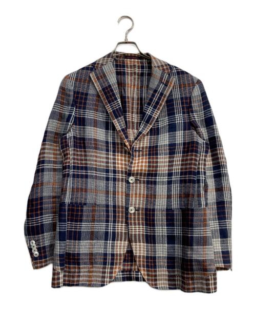 THE GIGI（ザ・ジジ）THE GIGI (ザ・ジジ) リネン混チェックテーラードジャケット ネイビー サイズ:46の古着・服飾アイテム