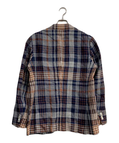 THE GIGI（ザ・ジジ）THE GIGI (ザ・ジジ) リネン混チェックテーラードジャケット ネイビー サイズ:46の古着・服飾アイテム