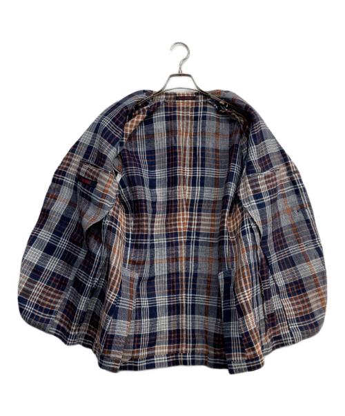 THE GIGI（ザ・ジジ）THE GIGI (ザ・ジジ) リネン混チェックテーラードジャケット ネイビー サイズ:46の古着・服飾アイテム