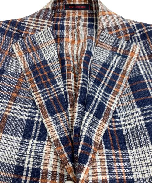 THE GIGI（ザ・ジジ）THE GIGI (ザ・ジジ) リネン混チェックテーラードジャケット ネイビー サイズ:46の古着・服飾アイテム