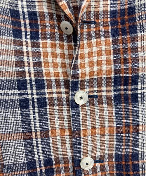 THE GIGI（ザ・ジジ）THE GIGI (ザ・ジジ) リネン混チェックテーラードジャケット ネイビー サイズ:46の古着・服飾アイテム