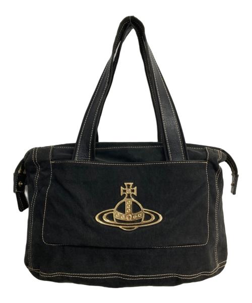 Vivienne Westwood（ヴィヴィアンウエストウッド）Vivienne Westwood (ヴィヴィアンウエストウッド) ステッチキャンバストートバッグ ブラックの古着・服飾アイテム