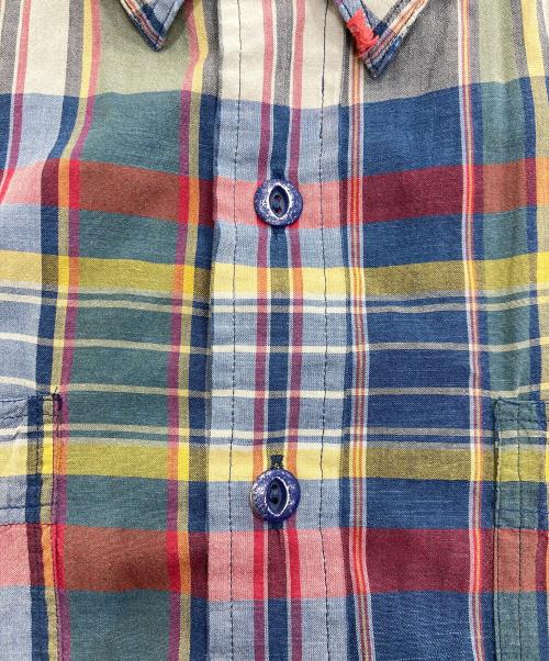 POLO RALPH LAUREN（ポロ・ラルフローレン）POLO RALPH LAUREN (ポロ・ラルフローレン) リペア加工パッチワークチェックシャツ ネイビー サイズ:Lの古着・服飾アイテム