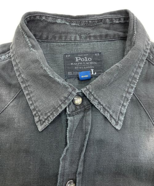 POLO RALPH LAUREN（ポロ・ラルフローレン）POLO RALPH LAUREN (ポロ・ラルフローレン) ダメージ加工ウエスタンシャツ ブラック サイズ:Lの古着・服飾アイテム