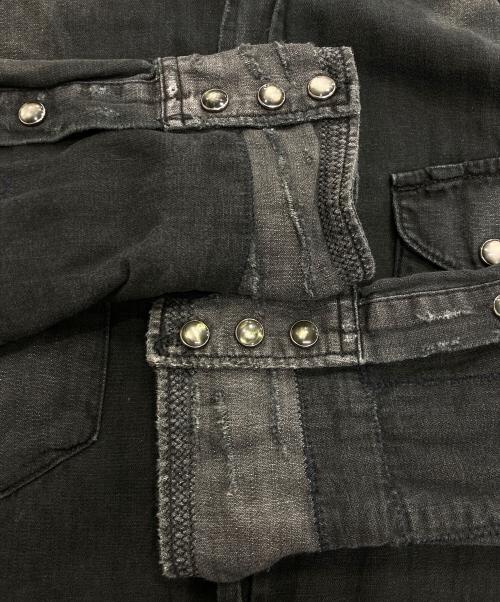 POLO RALPH LAUREN（ポロ・ラルフローレン）POLO RALPH LAUREN (ポロ・ラルフローレン) ダメージ加工ウエスタンシャツ ブラック サイズ:Lの古着・服飾アイテム