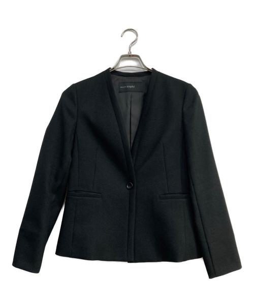 NOLLEY'S sophi（ノーリーズソフィー）NOLLEY'S sophi (ノーリーズソフィー) ウォッシャブルウール調ノーカラージャケット ブラック サイズ:S (36)の古着・服飾アイテム