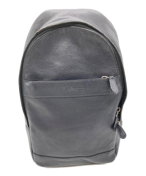 COACH（コーチ）COACH (コーチ) レザーショルダーバッグ ネイビーの古着・服飾アイテム