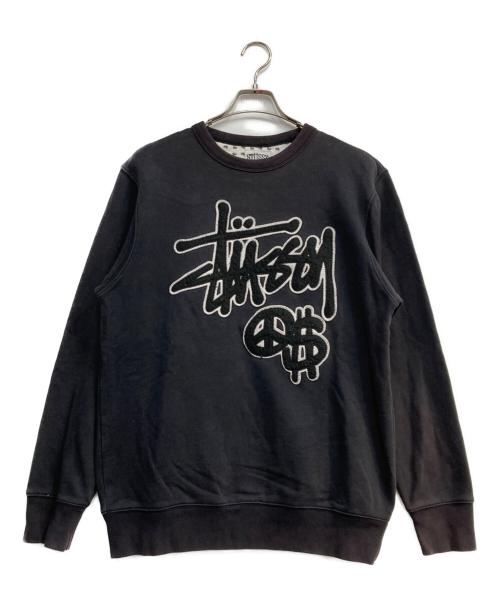 stussy（ステューシー）stussy (ステューシー) ワッペンクルーネックスウェット ブラック サイズ:Lの古着・服飾アイテム