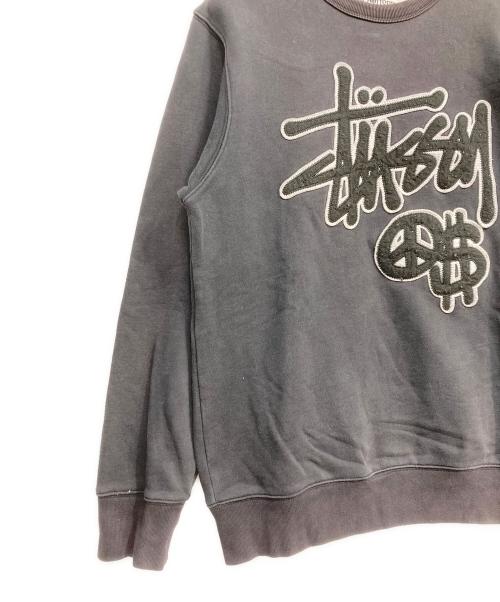 stussy（ステューシー）stussy (ステューシー) ワッペンクルーネックスウェット ブラック サイズ:Lの古着・服飾アイテム