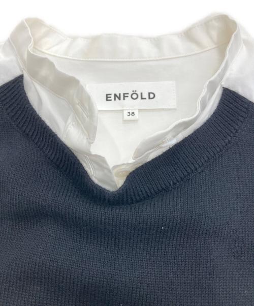 ENFOLD（エンフォルド）ENFOLD (エンフォルド) スピンタイプライター ベストドッキングプルオーバー ホワイト×ブラック サイズ:M (38)の古着・服飾アイテム