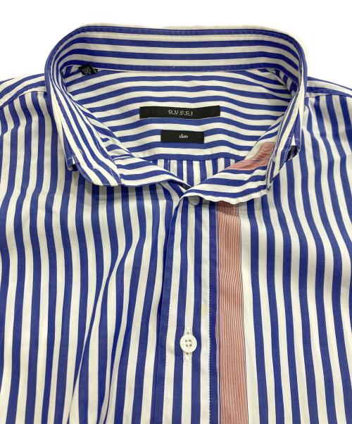 GUCCI（グッチ）GUCCI (グッチ) スリムストライプシャツ ホワイト×ブルー サイズ:42の古着・服飾アイテム
