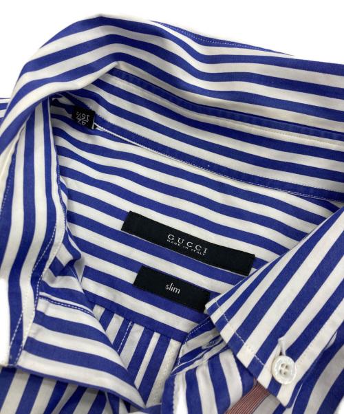GUCCI（グッチ）GUCCI (グッチ) スリムストライプシャツ ホワイト×ブルー サイズ:42の古着・服飾アイテム