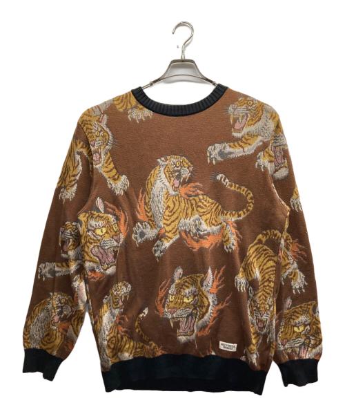 WACKO MARIA（ワコマリア）WACKO MARIA (ワコマリア) タイガー柄 JACQUARD CREW NECK SWEATER ブラウン サイズ:Mの古着・服飾アイテム
