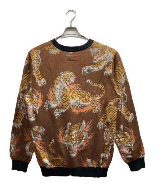WACKO MARIA（ワコマリア）WACKO MARIA (ワコマリア) タイガー柄 JACQUARD CREW NECK SWEATER ブラウン サイズ:Mの古着・服飾アイテム