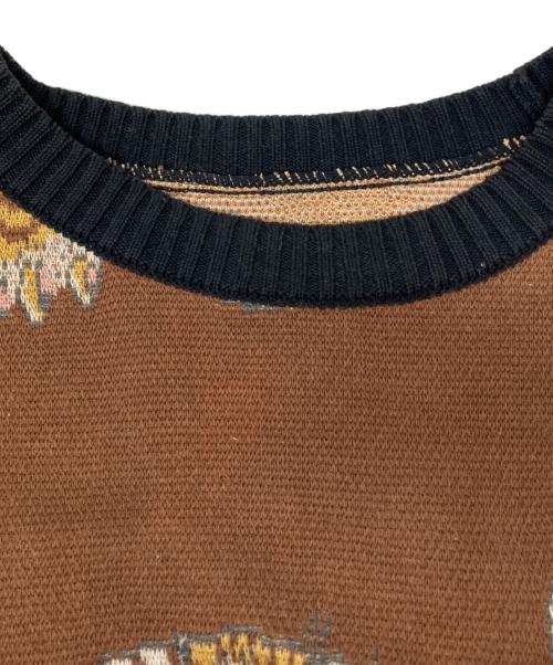 WACKO MARIA（ワコマリア）WACKO MARIA (ワコマリア) タイガー柄 JACQUARD CREW NECK SWEATER ブラウン サイズ:Mの古着・服飾アイテム