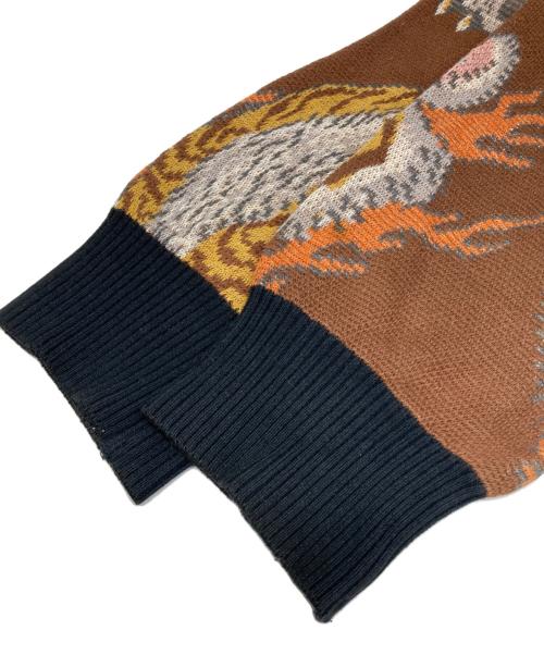 WACKO MARIA（ワコマリア）WACKO MARIA (ワコマリア) タイガー柄 JACQUARD CREW NECK SWEATER ブラウン サイズ:Mの古着・服飾アイテム