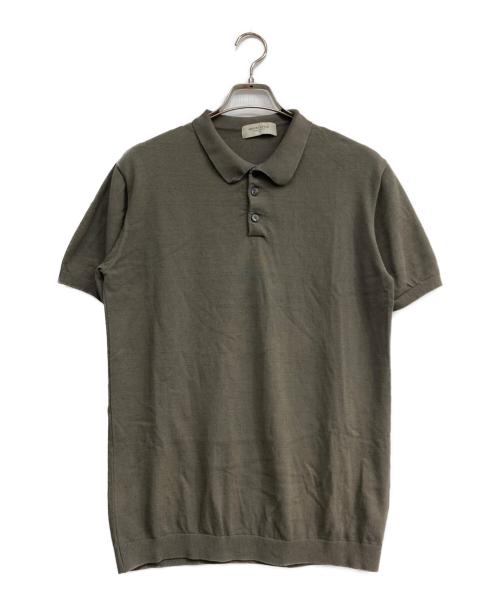MOONCASTLE（ムーンキャッスル）mooncastle (ムーンキャッスル) アイスコットン半袖ニットポロ オリーブ サイズ:Ⅼの古着・服飾アイテム
