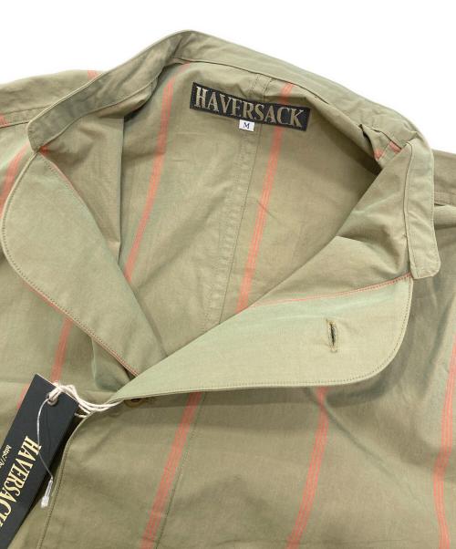 HAVERSACK（ハバーサック）HAVERSACK (ハバーサック) ストライプバンドカラーシャツ グリーン×レッド サイズ:Mの古着・服飾アイテム