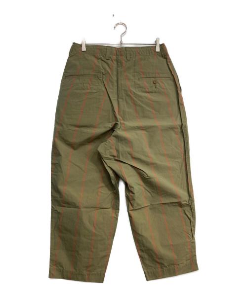 HAVERSACK（ハバーサック）HAVERSACK (ハバーサック) ストライプワイドテーパードパンツ グリーン×レッド サイズ:Mの古着・服飾アイテム
