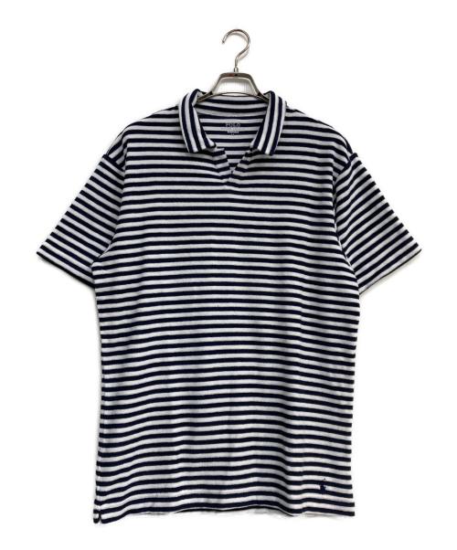 POLO RALPH LAUREN（ポロ・ラルフローレン）POLO RALPH LAUREN (ポロ・ラルフローレン) テリークロス ジョニーカラーポロシャツ ネイビー×ホワイト サイズ:LL 未使用品の古着・服飾アイテム