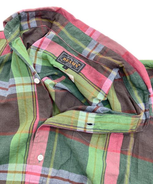 BEAMS PLUS（ビームスプラス）BEAMS PLUS (ビームスプラス) B.D. Pullover Classic-fit Madras グリーン×レッド サイズ:Lの古着・服飾アイテム
