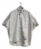 in・stru(men-tal)インストルメンタル）の古着「Cotton High Density Stripe Short-sleeve Shirt」｜ホワイト