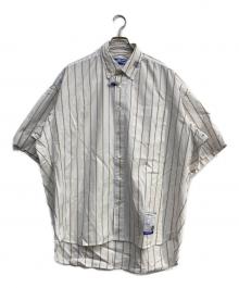 in・stru(men-tal)（インストルメンタル）の古着「Cotton High Density Stripe Short-sleeve Shirt」｜ホワイト