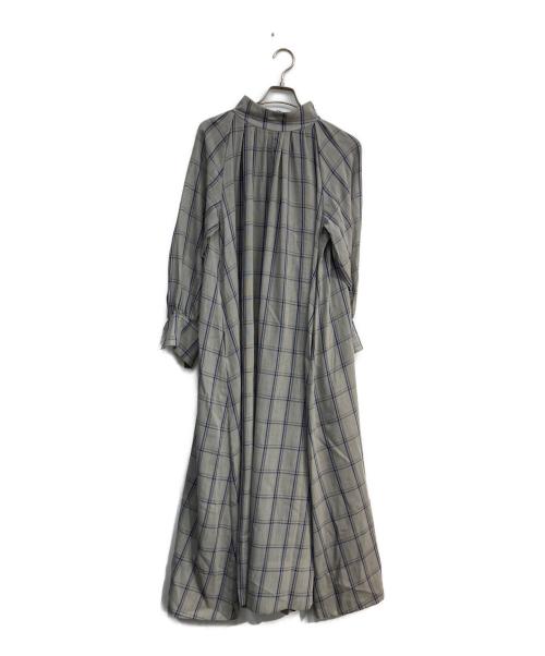 ebure（エブール）EBURE (エブール) クリアチェックハイネックワンピース グレー サイズ:38の古着・服飾アイテム
