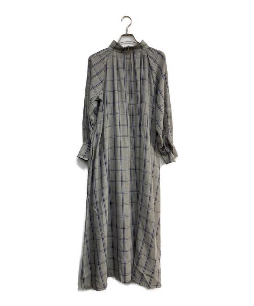 ebure（エブール）EBURE (エブール) クリアチェックハイネックワンピース グレー サイズ:38の古着・服飾アイテム