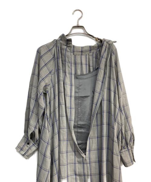 ebure（エブール）EBURE (エブール) クリアチェックハイネックワンピース グレー サイズ:38の古着・服飾アイテム