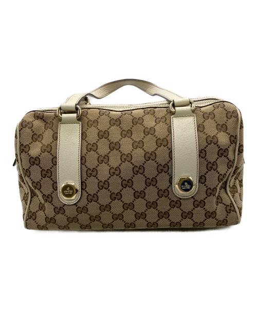 GUCCI（グッチ）GUCCI (グッチ) GGキャンバスミニボストンバッグ ベージュ×アイボリーの古着・服飾アイテム