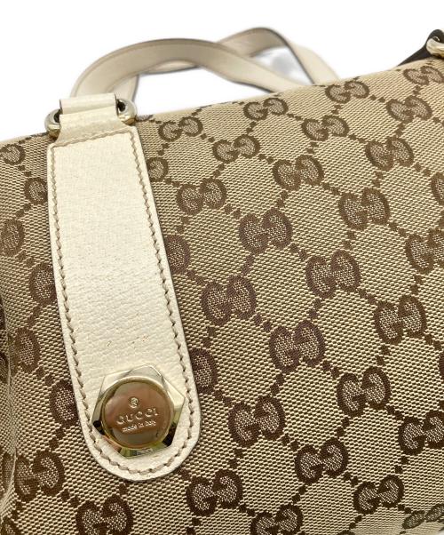 GUCCI（グッチ）GUCCI (グッチ) GGキャンバスミニボストンバッグ ベージュ×アイボリーの古着・服飾アイテム