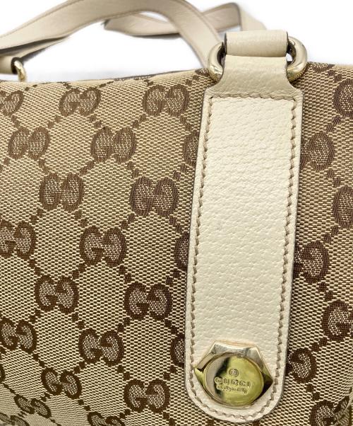 GUCCI（グッチ）GUCCI (グッチ) GGキャンバスミニボストンバッグ ベージュ×アイボリーの古着・服飾アイテム