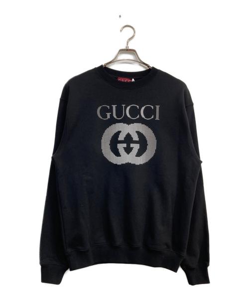 GUCCI（グッチ）GUCCI (グッチ) ロゴクルーネックスウェット ブラック サイズ:XSの古着・服飾アイテム
