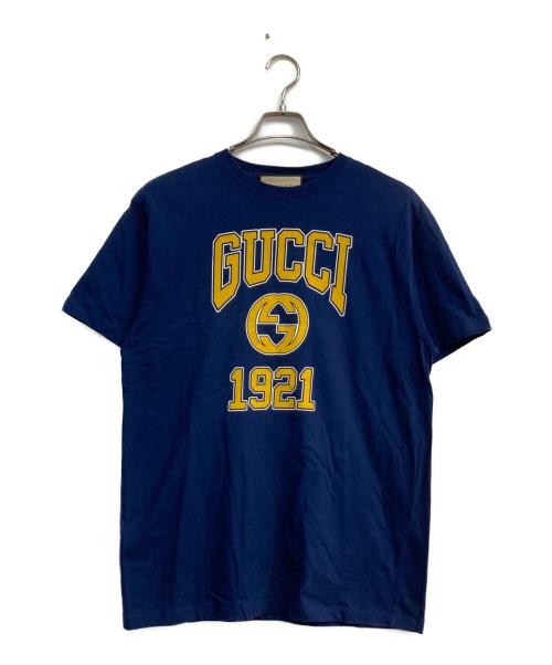 GUCCI（グッチ）GUCCI (グッチ) ロゴプリントクルーネック半袖Tシャツ ネイビー サイズ: XXLの古着・服飾アイテム