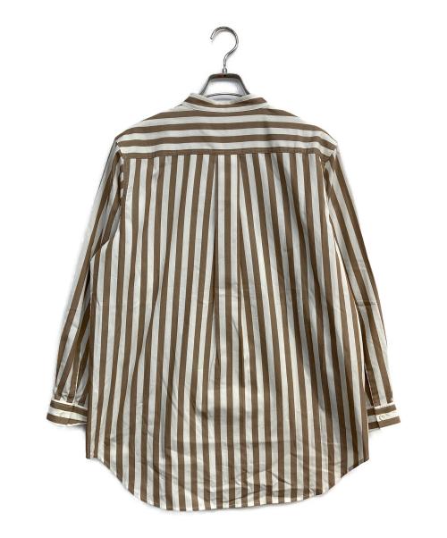 frame（フレイム）frame (フレイム) バンドカラーストライプシャツ/Femme Pocket Shirt ベージュ×ホワイト サイズ:Mの古着・服飾アイテム