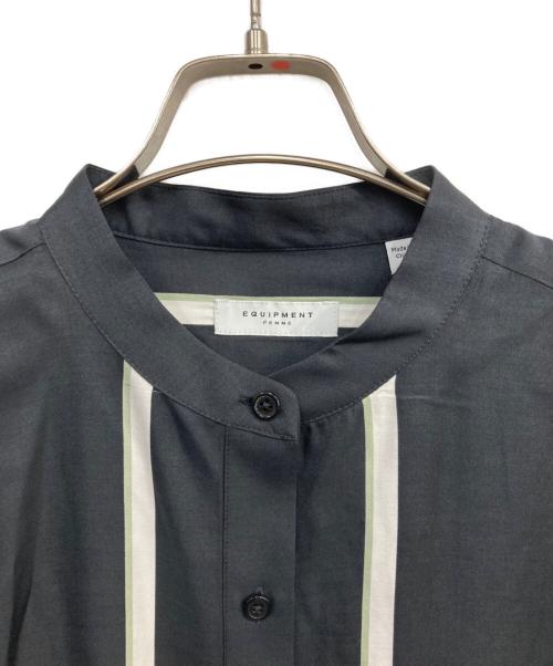 EQUIPMENT（エキプモン）EQUIPMENT (エキプモン) バンドカラーシルク混ブラウス ブラック サイズ:Ⅼ 未使用品の古着・服飾アイテム