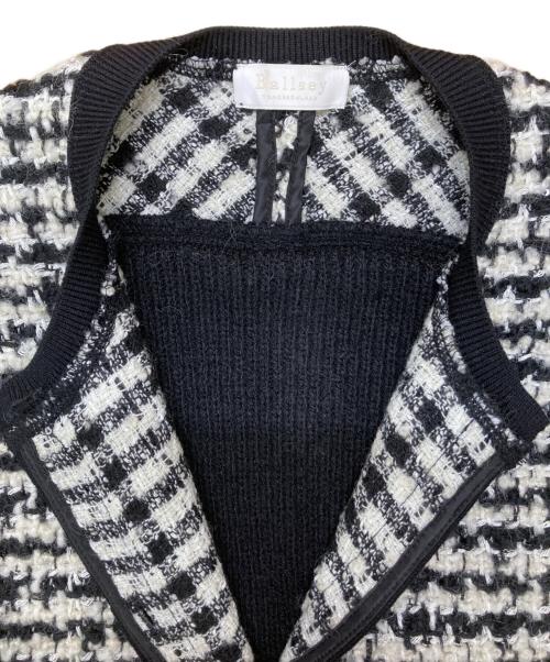 BALLSEY（ボールジィ）BALLSEY (ボールジィ) ニットコンビツイード フレンチスリーブジレ ブラック×ホワイト サイズ:36の古着・服飾アイテム