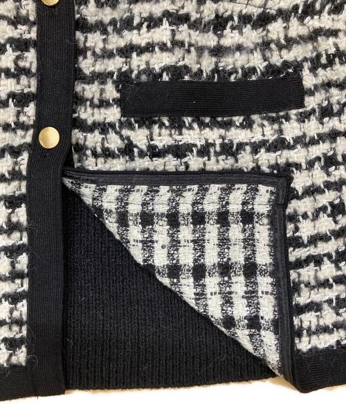 BALLSEY（ボールジィ）BALLSEY (ボールジィ) ニットコンビツイード フレンチスリーブジレ ブラック×ホワイト サイズ:36の古着・服飾アイテム